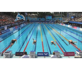 CORSIA GALLEGGIANTE ROSSO E GIALLO PER COMPETIZIONI FINA DIAMETRO 120 mm PER PISCINE 25 M